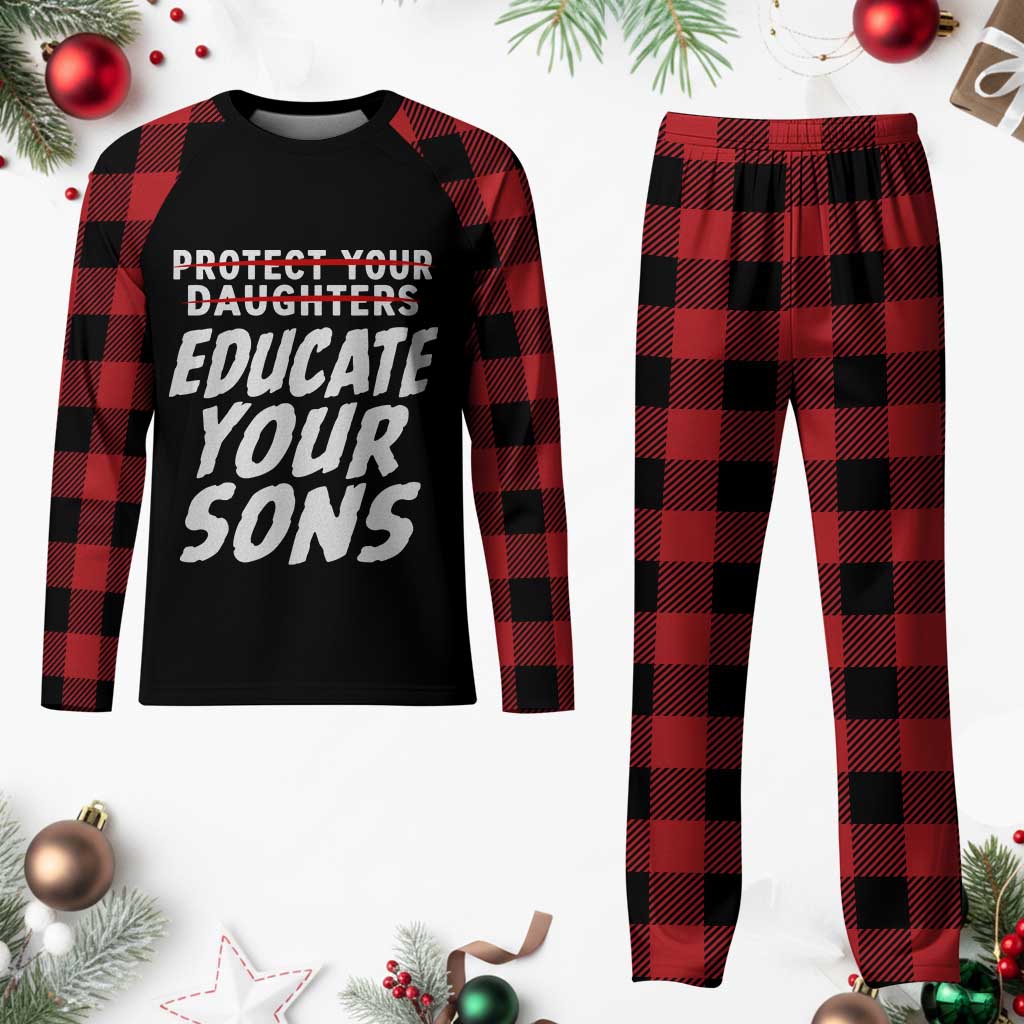 Protect Your Daughters No Educate Your Sons Vintage Feminist Plaid Pajama Set