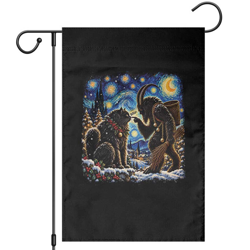Krampus Boop Yule Cat Starry Night Garden Flag Retro Funny Gothic Christmas Folklore Oil Painting