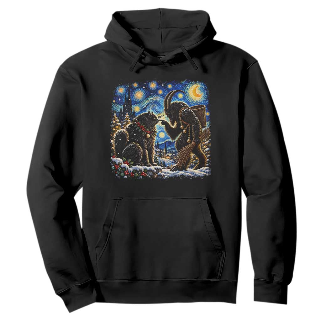 Krampus Boop Yule Cat Starry Night Hoodie Retro Funny Gothic Christmas Folklore Oil Painting
