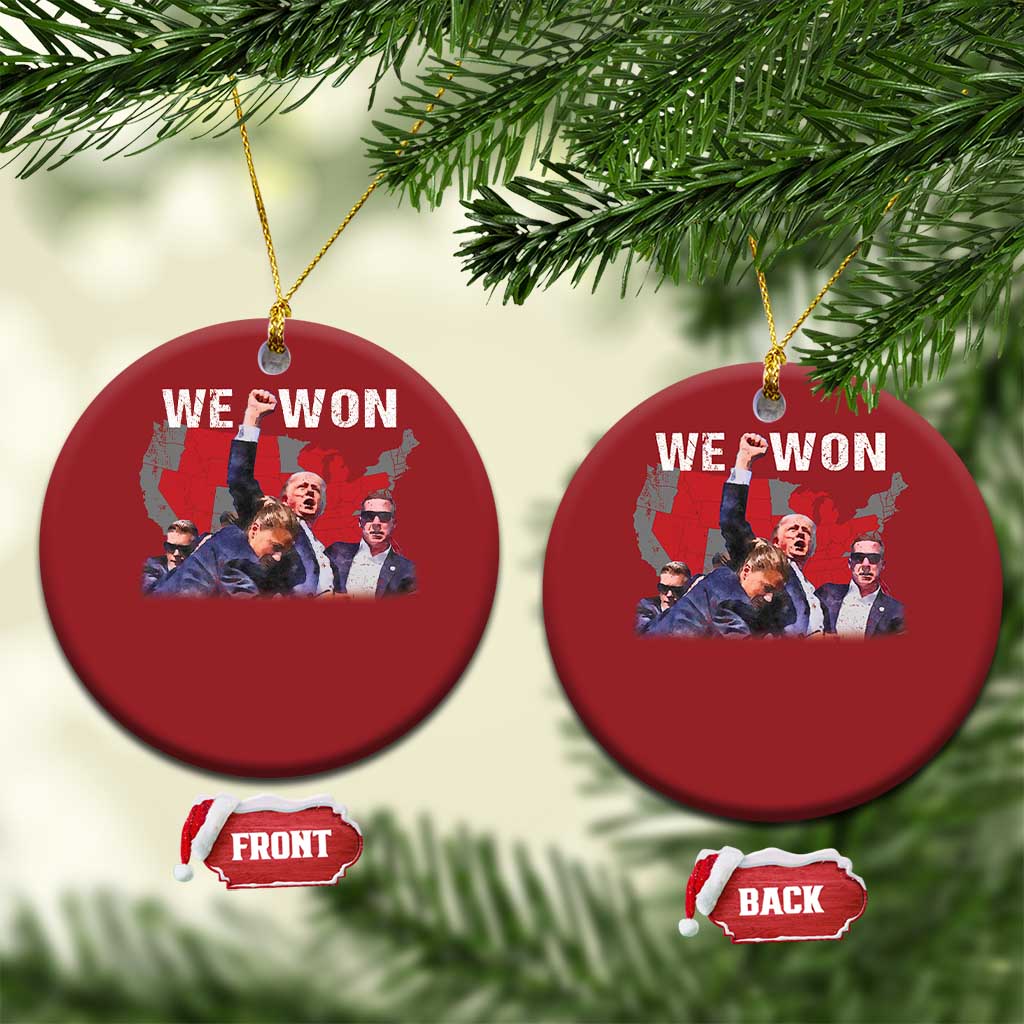 Trump Won Christmas Ornament We Won Wins 45 47 President 2024 US Election Map TS10 Circle Red Print Your Wear