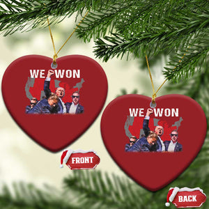 Trump Won Christmas Ornament We Won Wins 45 47 President 2024 US Election Map TS10 Heart Red Print Your Wear