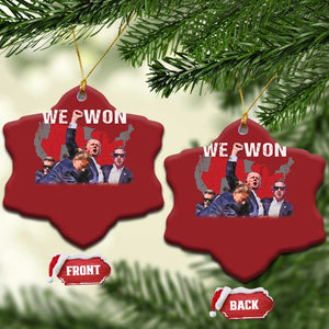 Trump Won Christmas Ornament We Won Wins 45 47 President 2024 US Election Map TS10 Snow Flake Red Print Your Wear