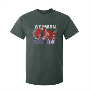 Trump Won T Shirt For Kid We Won Wins 45 47 President 2024 US Election Map TS10 Dark Forest Green Print Your Wear