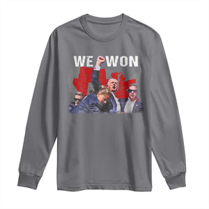 Trump Won Long Sleeve Shirt We Won Wins 45 47 President 2024 US Election Map TS10 Charcoal Print Your Wear