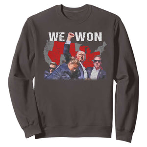 Trump Won Sweatshirt We Won Wins 45 47 President 2024 US Election Map TS10 Dark Chocolate Print Your Wear