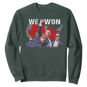 Trump Won Sweatshirt We Won Wins 45 47 President 2024 US Election Map TS10 Dark Forest Green Print Your Wear