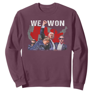 Trump Won Sweatshirt We Won Wins 45 47 President 2024 US Election Map TS10 Maroon Print Your Wear