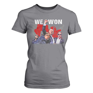 Trump Won T Shirt For Women We Won Wins 45 47 President 2024 US Election Map TS10 Charcoal Print Your Wear