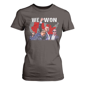 Trump Won T Shirt For Women We Won Wins 45 47 President 2024 US Election Map TS10 Dark Chocolate Print Your Wear