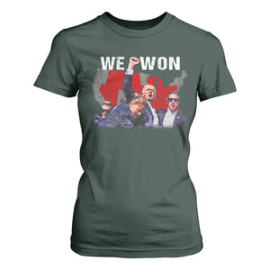 Trump Won T Shirt For Women We Won Wins 45 47 President 2024 US Election Map TS10 Dark Forest Green Print Your Wear