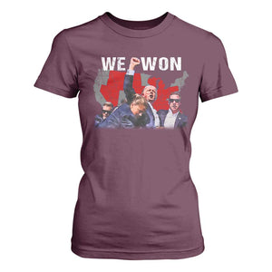 Trump Won T Shirt For Women We Won Wins 45 47 President 2024 US Election Map TS10 Maroon Print Your Wear