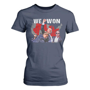 Trump Won T Shirt For Women We Won Wins 45 47 President 2024 US Election Map TS10 Navy Print Your Wear