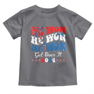 Trump 2024 Toddler T Shirt He Won Coquette Bow USA Flag TS10 Charcoal Print Your Wear