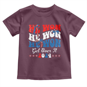 Trump 2024 Toddler T Shirt He Won Coquette Bow USA Flag TS10 Maroon Print Your Wear