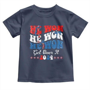 Trump 2024 Toddler T Shirt He Won Coquette Bow USA Flag TS10 Navy Print Your Wear