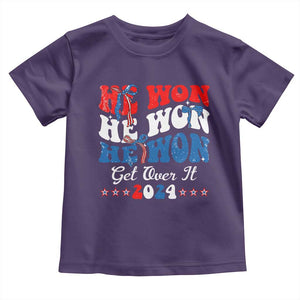 Trump 2024 Toddler T Shirt He Won Coquette Bow USA Flag TS10 Purple Print Your Wear