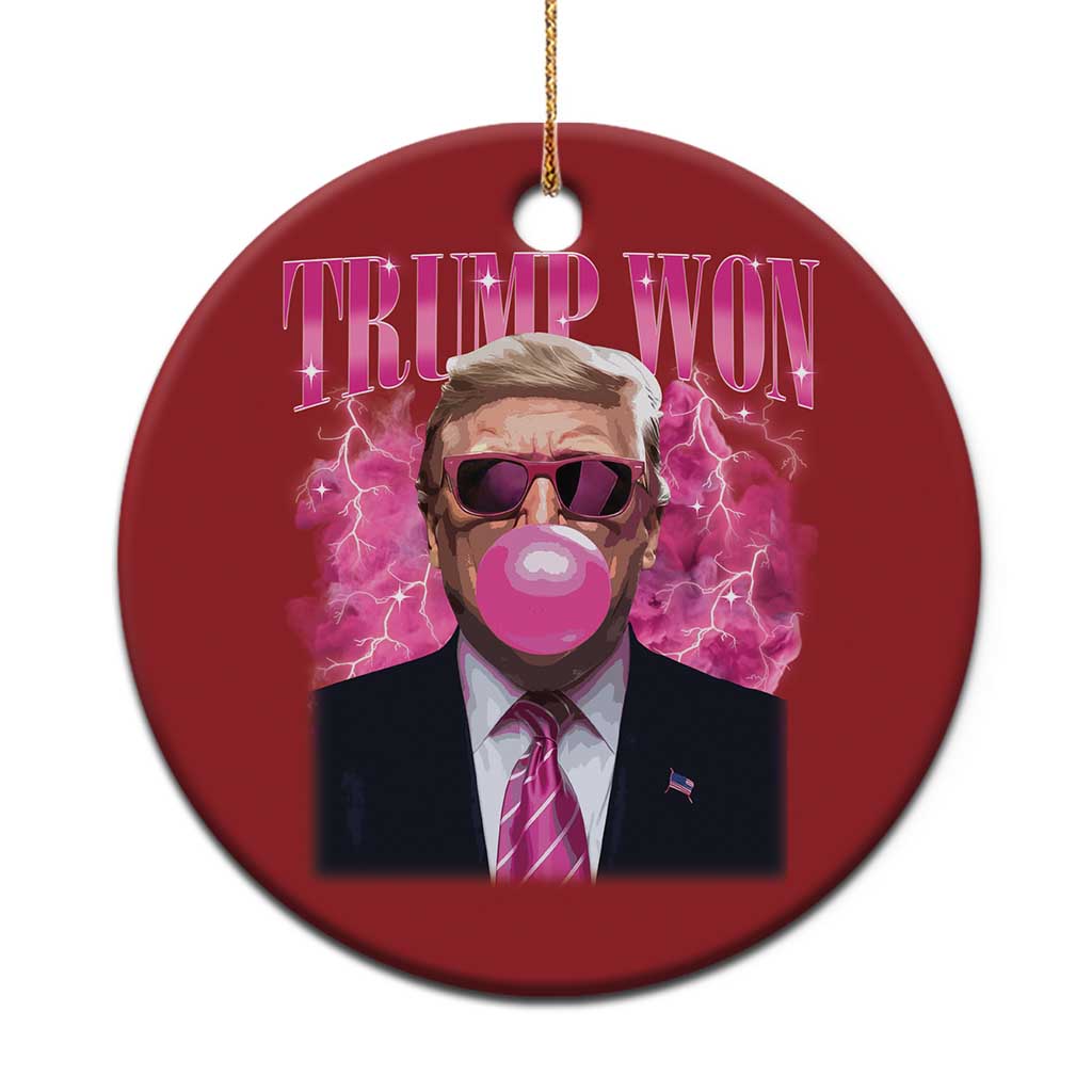 Trump Won 2024 Christmas Ornament Trump Pink Bubble Gum Funny Cute Retro 90s TS10 Print Your Wear