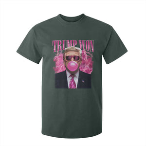 Trump Won 2024 T Shirt For Kid Trump Pink Bubble Gum Funny Cute Retro 90s TS10 Dark Forest Green Print Your Wear