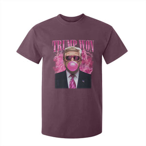 Trump Won 2024 T Shirt For Kid Trump Pink Bubble Gum Funny Cute Retro 90s TS10 Maroon Print Your Wear