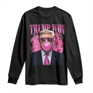 Trump Won 2024 Long Sleeve Shirt Trump Pink Bubble Gum Funny Cute Retro 90s TS10 Black Print Your Wear