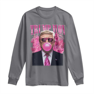 Trump Won 2024 Long Sleeve Shirt Trump Pink Bubble Gum Funny Cute Retro 90s TS10 Charcoal Print Your Wear