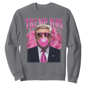 Trump Won 2024 Sweatshirt Trump Pink Bubble Gum Funny Cute Retro 90s TS10 Charcoal Print Your Wear