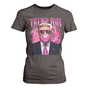 Trump Won 2024 T Shirt For Women Trump Pink Bubble Gum Funny Cute Retro 90s TS10 Dark Chocolate Print Your Wear