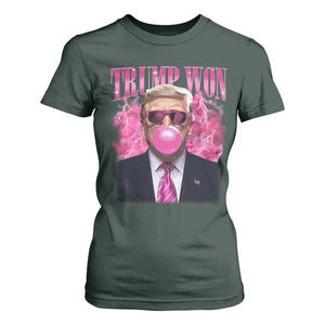 Trump Won 2024 T Shirt For Women Trump Pink Bubble Gum Funny Cute Retro 90s TS10 Dark Forest Green Print Your Wear