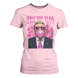 Trump Won 2024 T Shirt For Women Trump Pink Bubble Gum Funny Cute Retro 90s TS10 Light Pink Print Your Wear