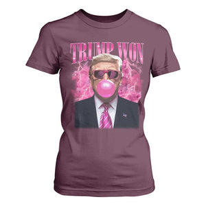 Trump Won 2024 T Shirt For Women Trump Pink Bubble Gum Funny Cute Retro 90s TS10 Maroon Print Your Wear