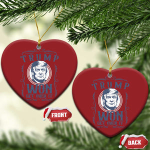 Trump Won Christmas Ornament Get Over It 45 47th President Whiskey Gifts TS10 Heart Red Print Your Wear