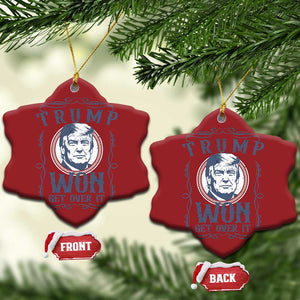 Trump Won Christmas Ornament Get Over It 45 47th President Whiskey Gifts TS10 Snow Flake Red Print Your Wear