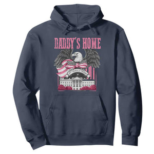 Daddy's Home Hoodie Funny Trump Pink 47th President Eagle US American Flag Coquette Bow TS10 Navy Print Your Wear