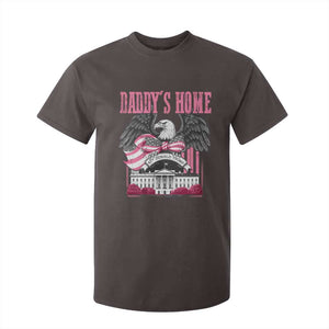 Daddy's Home T Shirt For Kid Funny Trump Pink 47th President Eagle US American Flag Coquette Bow TS10 Dark Chocolate Print Your Wear