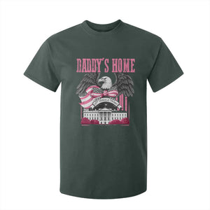 Daddy's Home T Shirt For Kid Funny Trump Pink 47th President Eagle US American Flag Coquette Bow TS10 Dark Forest Green Print Your Wear