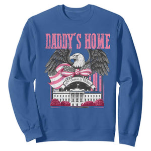 Daddy's Home Sweatshirt Funny Trump Pink 47th President Eagle US American Flag Coquette Bow TS10 Royal Blue Print Your Wear