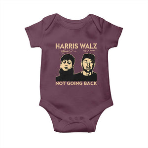 Harris Walz Baby Onesie Retro We Are Not Going Back TS10 Maroon Print Your Wear