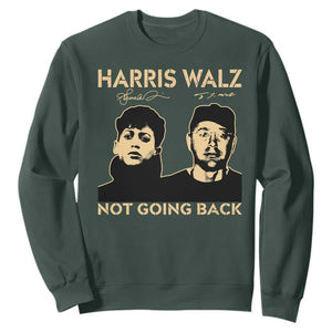 Harris Walz Sweatshirt Retro We Are Not Going Back TS10 Dark Forest Green Print Your Wear
