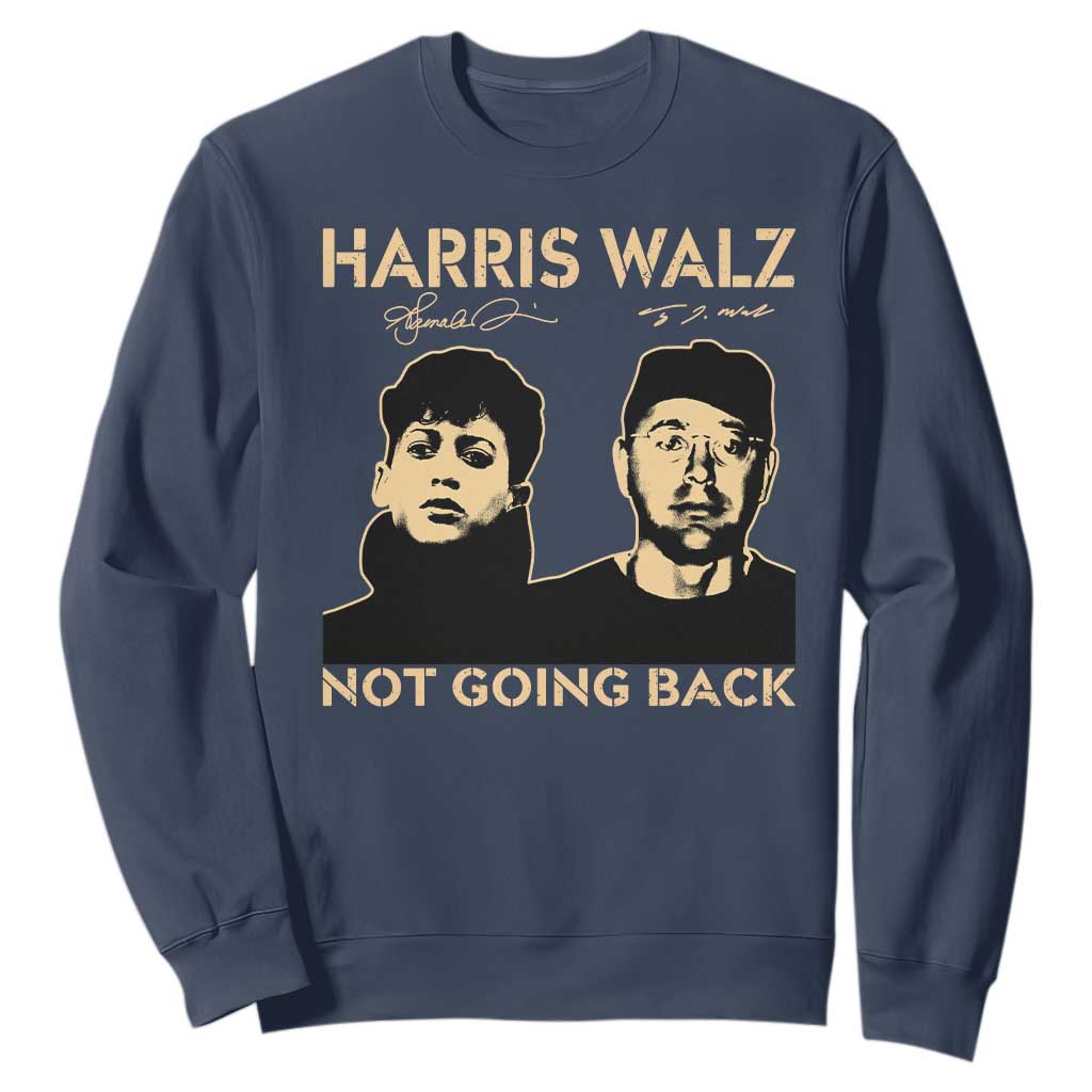 Harris Walz Sweatshirt Retro We Are Not Going Back TS10 Navy Print Your Wear
