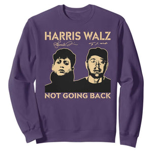 Harris Walz Sweatshirt Retro We Are Not Going Back TS10 Purple Print Your Wear