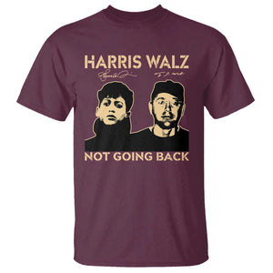Harris Walz T Shirt Retro We Are Not Going Back TS10 Maroon Print Your Wear