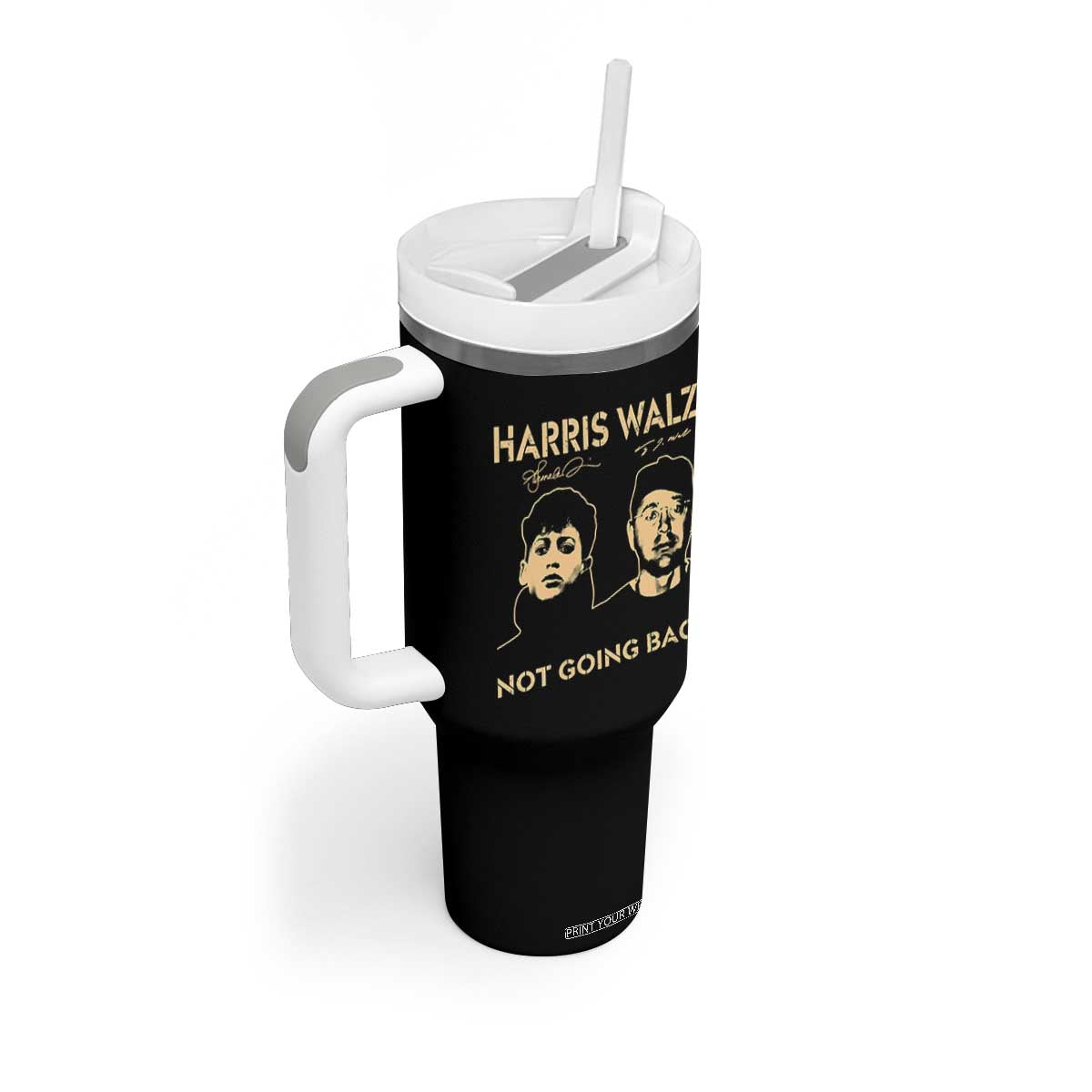 Harris Walz Tumbler With Handle Retro We Are Not Going Back TS10 Print Your Wear
