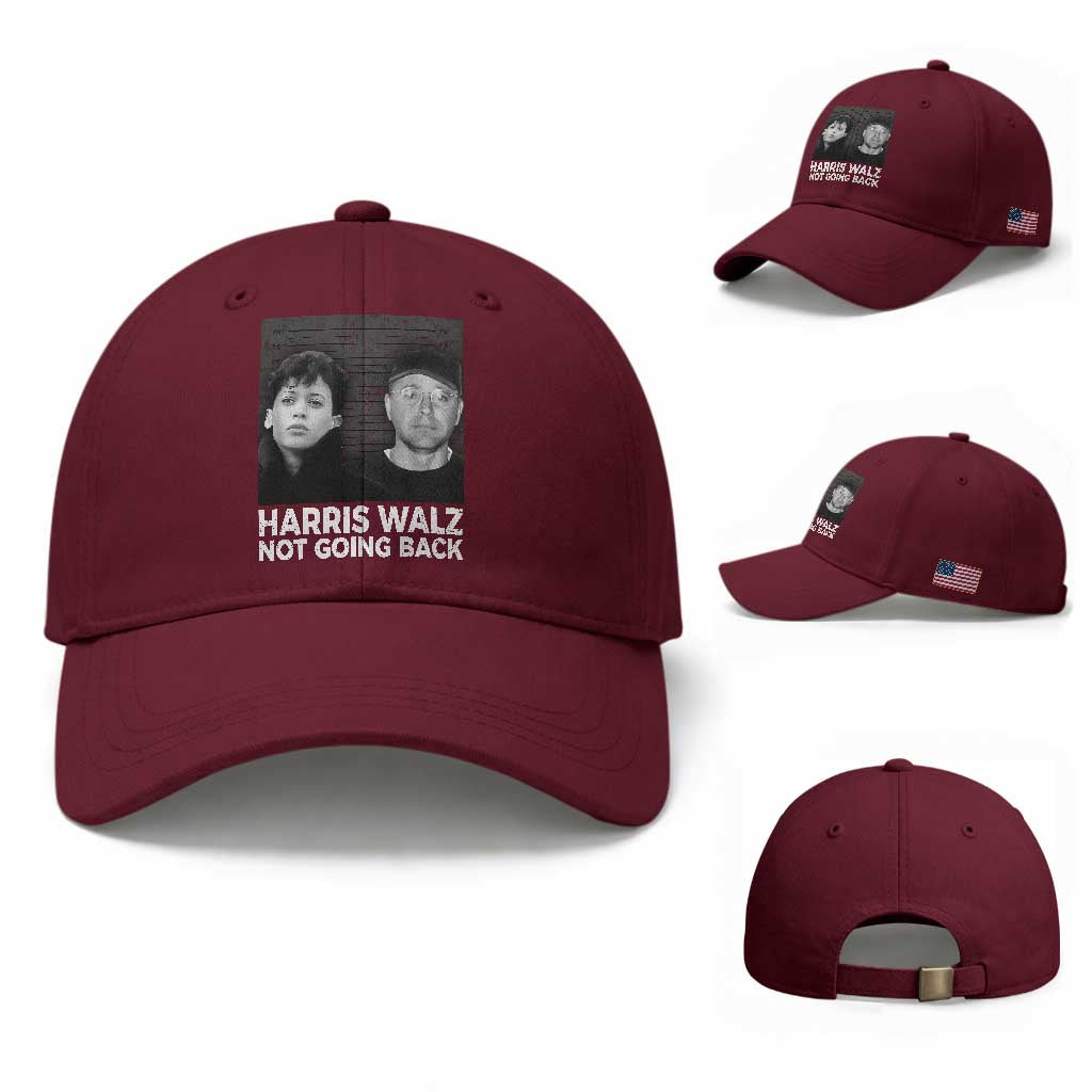 Harris Walz Baseball Cap Vintage We Are Not Going Back TS10 Baseball Cap Universal Fit Maroon Print Your Wear