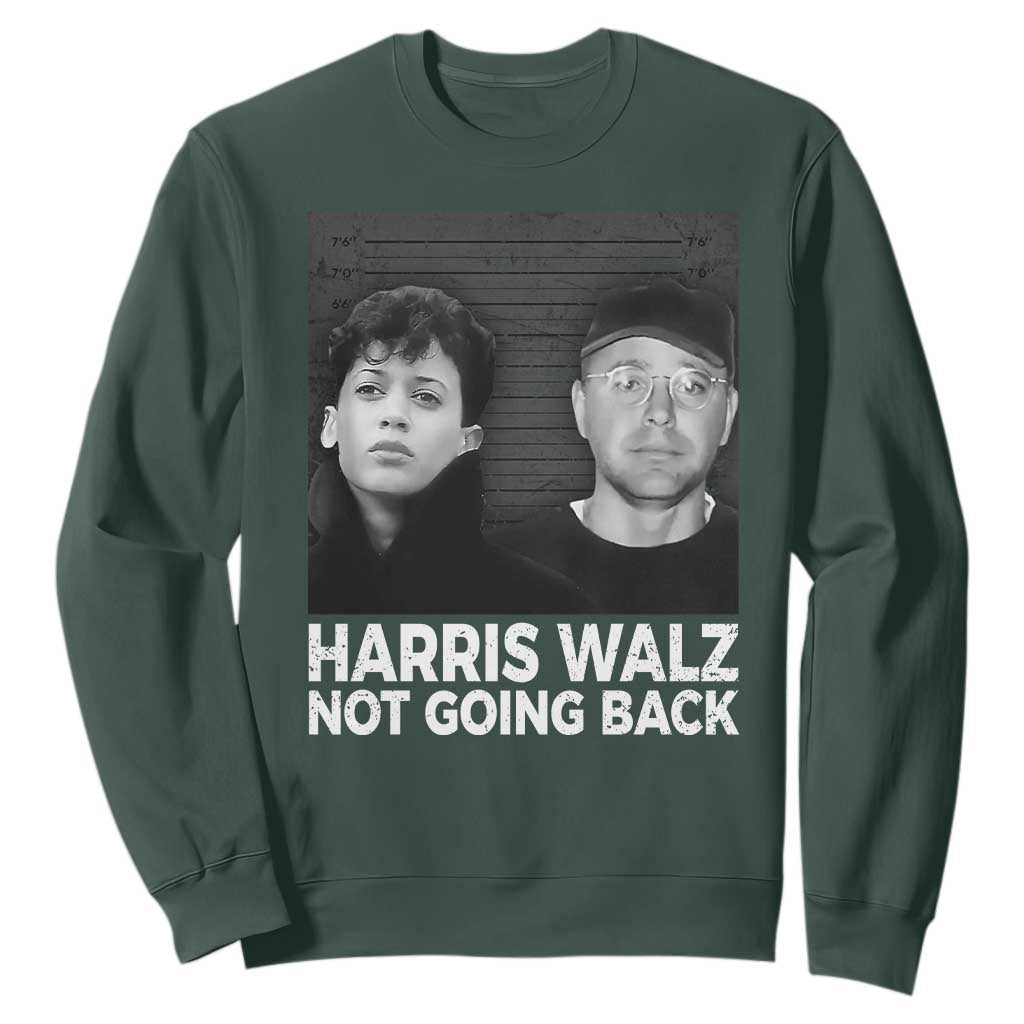 Harris Walz Sweatshirt Vintage We Are Not Going Back TS10 Dark Forest Green Print Your Wear