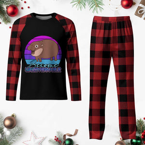Funny Moo Deng Plaid Pajama Set Baby Hippo Become Ungovernable TS10 Buffalo Plaid Print Your Wear