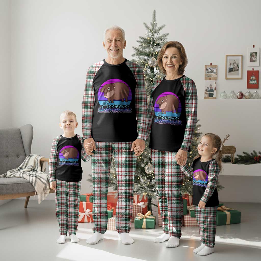 Funny Moo Deng Plaid Pajama Set Baby Hippo Become Ungovernable TS10 Christmas Plaid Print Your Wear
