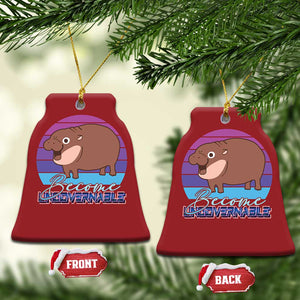 Funny Moo Deng Christmas Ornament Baby Hippo Become Ungovernable TS10 Bell Flake Red Print Your Wear