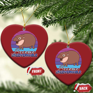 Funny Moo Deng Christmas Ornament Baby Hippo Become Ungovernable TS10 Heart Red Print Your Wear