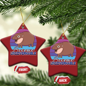 Funny Moo Deng Christmas Ornament Baby Hippo Become Ungovernable TS10 Star Red Print Your Wear