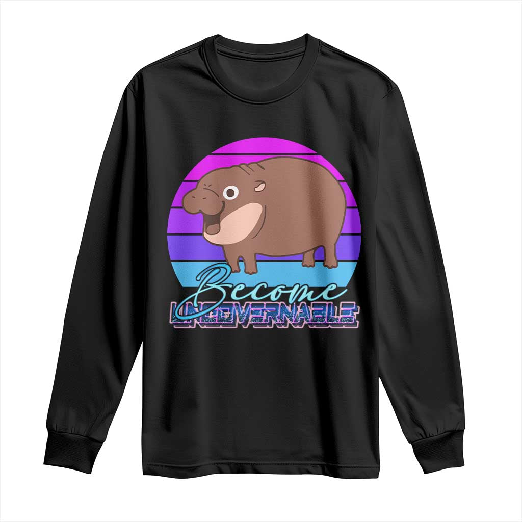 Funny Moo Deng Long Sleeve Shirt Baby Hippo Become Ungovernable TS10 Black Print Your Wear